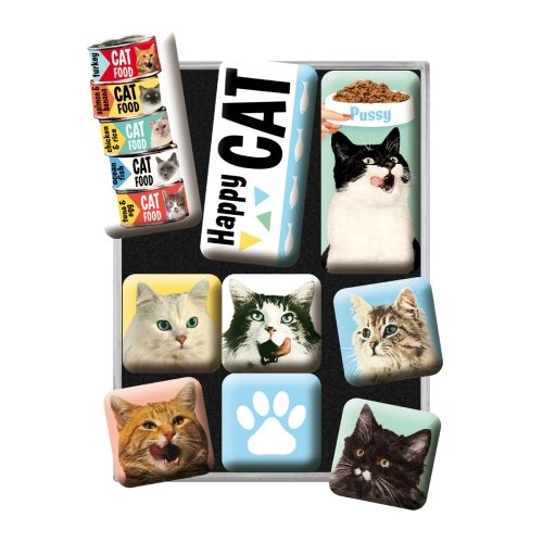 Nostalgic-Art 9pc Fridge Magnet Set Happy Cats