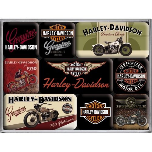 Nostalgic-Art 9pc Fridge Magnet Set Harley Bikes