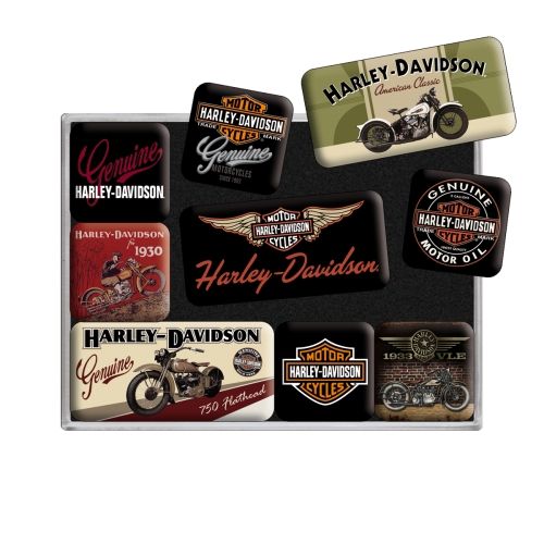 Nostalgic-Art 9pc Fridge Magnet Set Harley Bikes