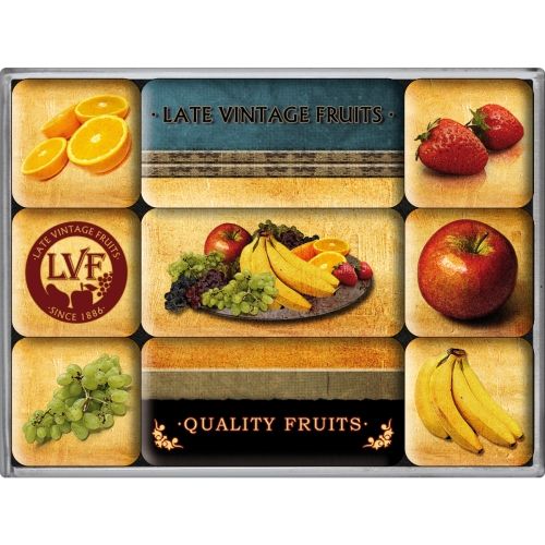 Nostalgic-Art 9pc Fridge Magnet Set Quality Fruits