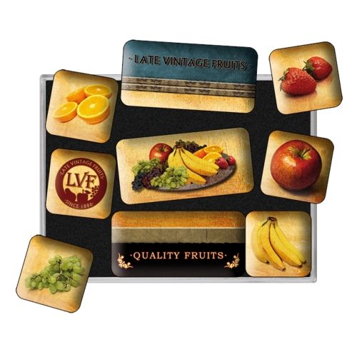 Nostalgic-Art 9pc Fridge Magnet Set Quality Fruits