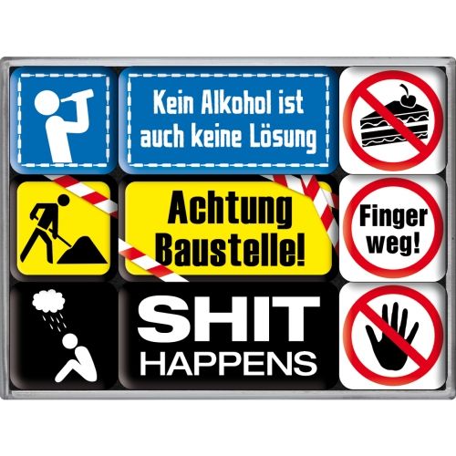 Nostalgic-Art 9pc Fridge Magnet Set Shit Happens
