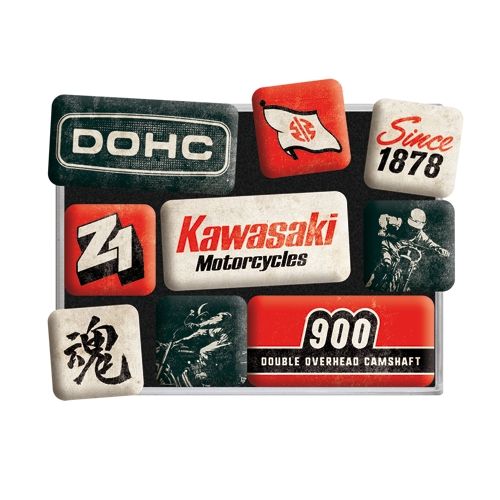 Nostalgic-Art 9pc Magnet Set Kawasaki Motorcycles 1878