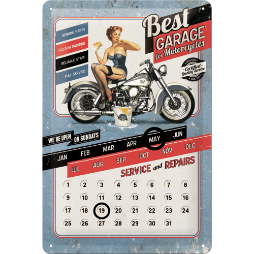 Nostalgic-Art Calendar Best Garage 20 x 30cm Sign Board