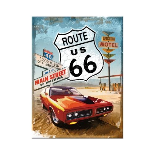 Nostalgic-Art Magnet Route 66 red car 6x8cms