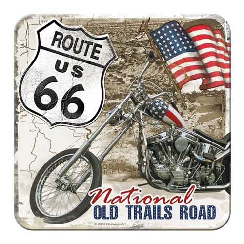 Nostalgic-Art Metal Coaster Route66 Easy Rider 9 x 9cms
