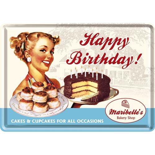Nostalgic-Art Metal Postcard Happy Birthday 10 x 14cms