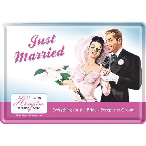 Nostalgic-Art Metal Postcard Just Married 10 x 14cms