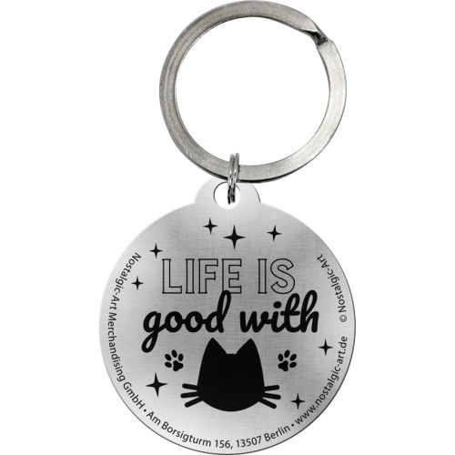 Nostalgic-Art Round Home Is Where The Cat Is Black - Keyring
