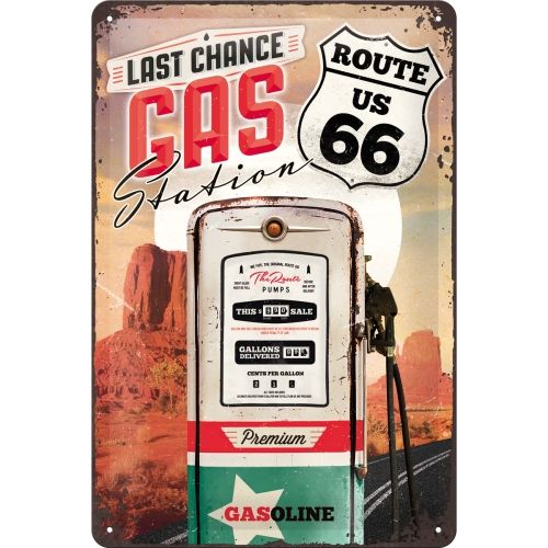 Nostalgic-Art Route 66 Gas Station 20 x 30cm Sign Board