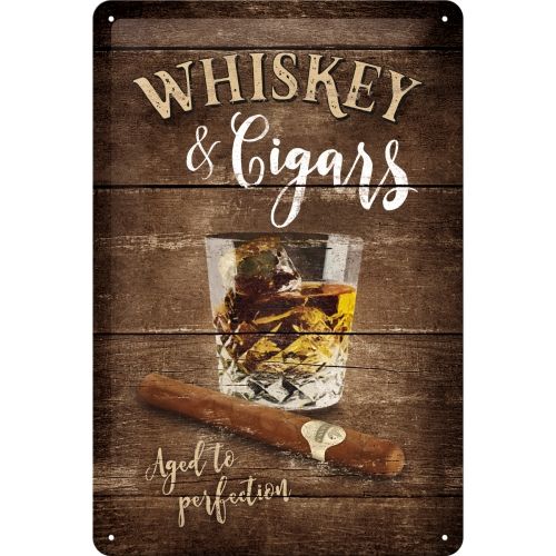 Nostalgic-Art Whiskey and Cigars 20 x 30cm Sign Board