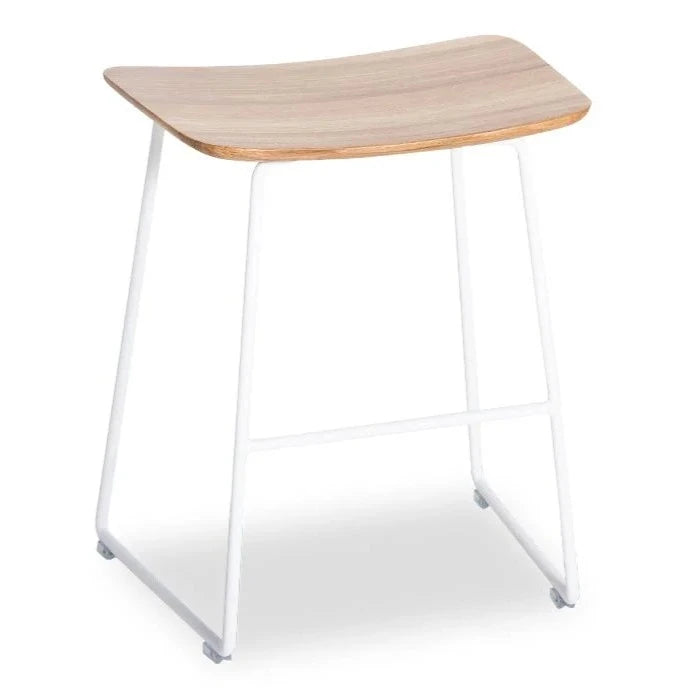 Oak Seat Steel Base Low Stool 46cms (Available in 2 Colors)