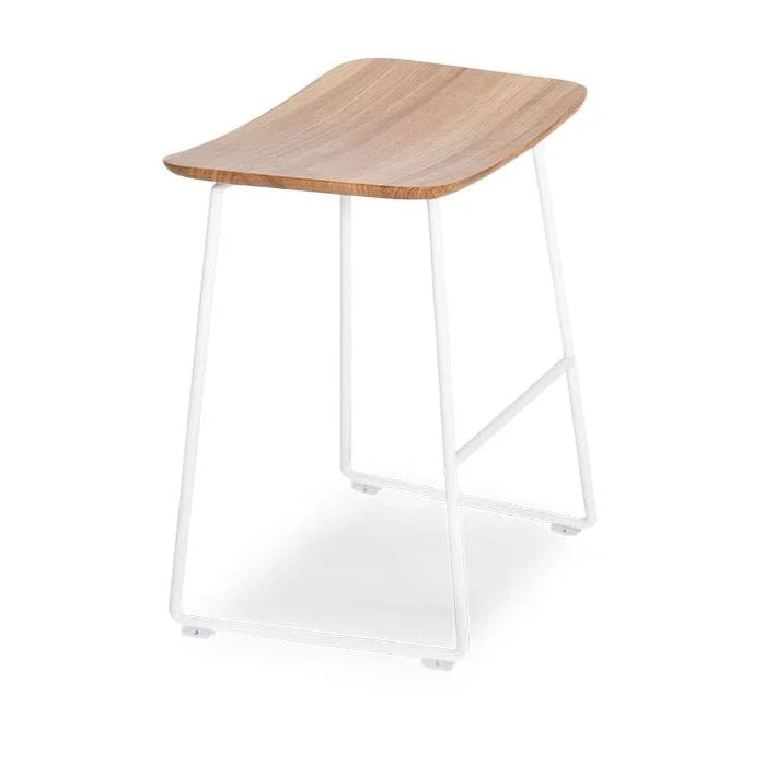 Oak Seat Steel Base Low Stool 46cms (Available in 2 Colors)