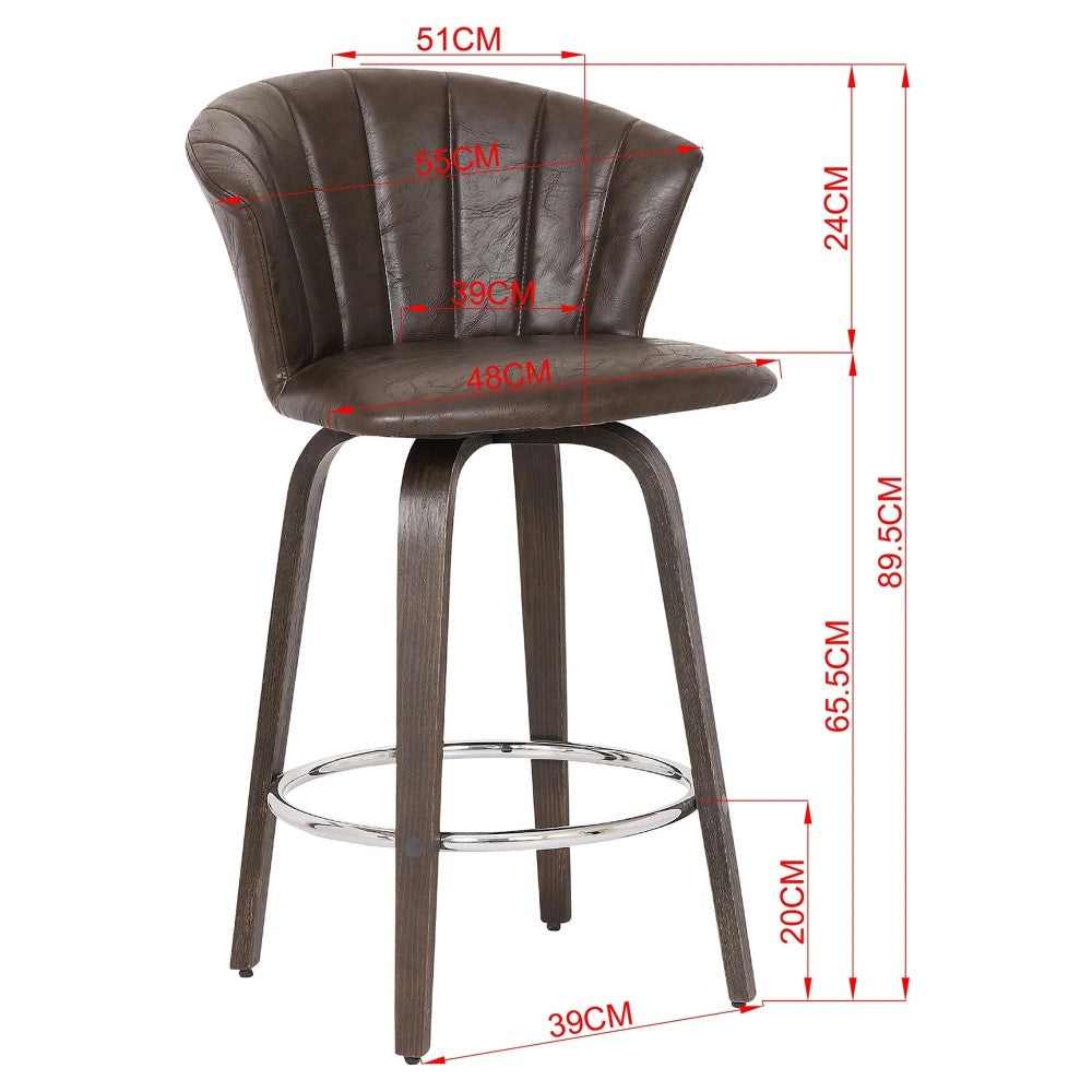 Oakland Wingback Swivel Barstool Brown Set of 2