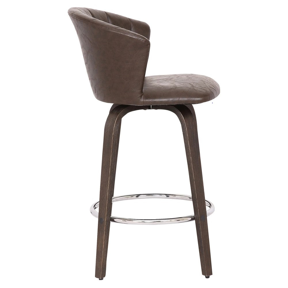 Oakland Wingback Swivel Barstool Brown Set of 2