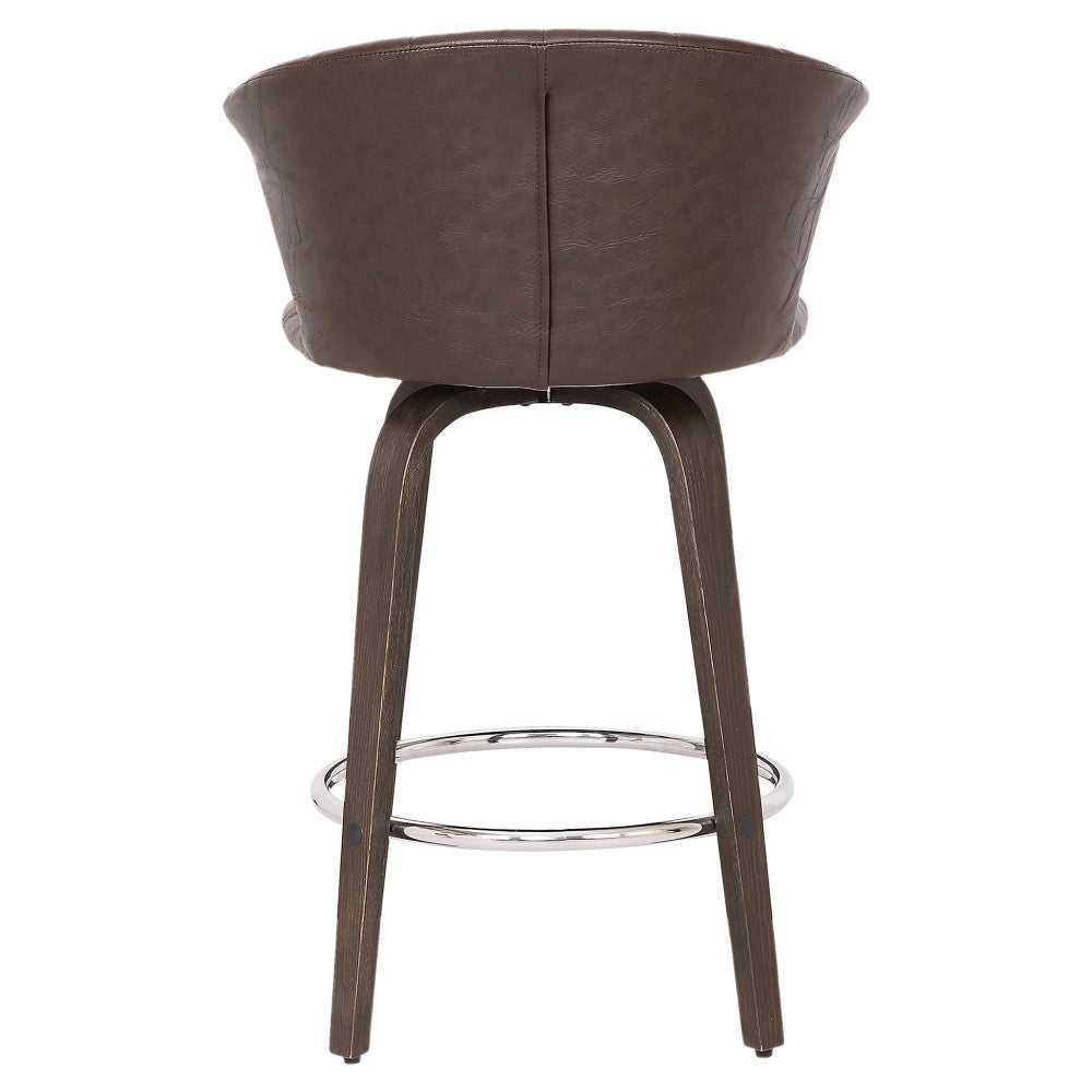 Oakland Wingback Swivel Barstool Brown Set of 2