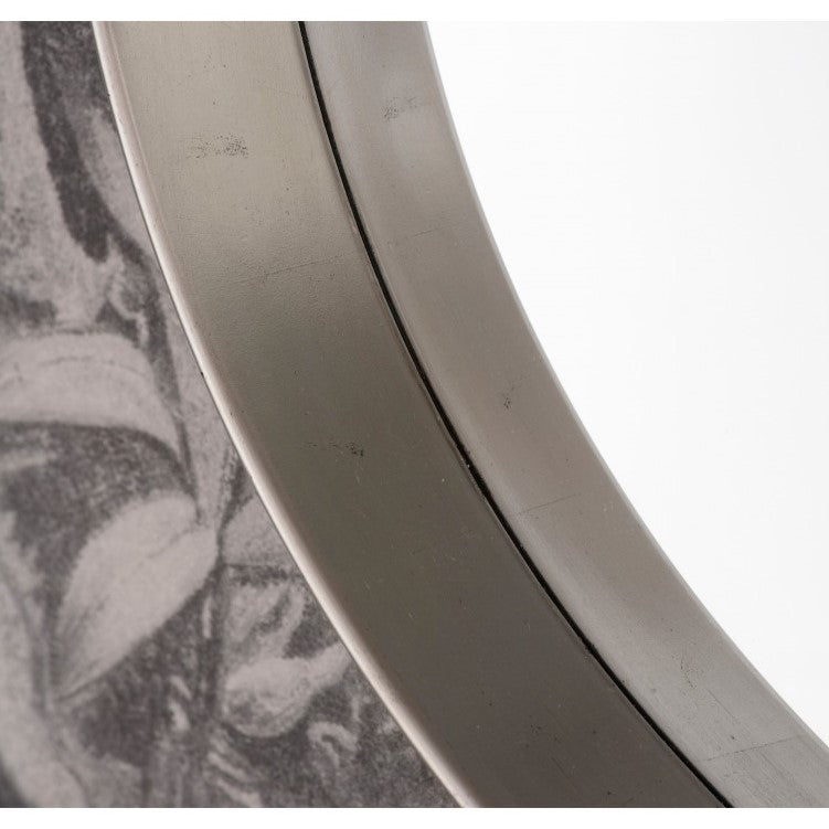 Opulent Round Wooden Frame Mirror Silver 95cms