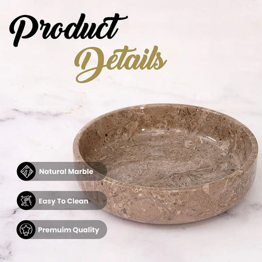 Organic Shape Marble Natural Serving Bowl - Grey