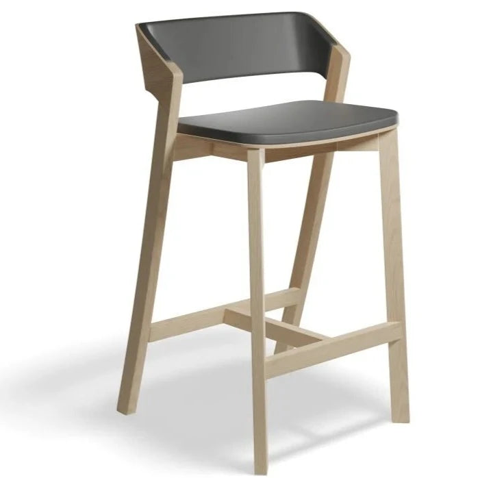 Organic Timber Black Padded High Stool (Available in 2 Sizes)