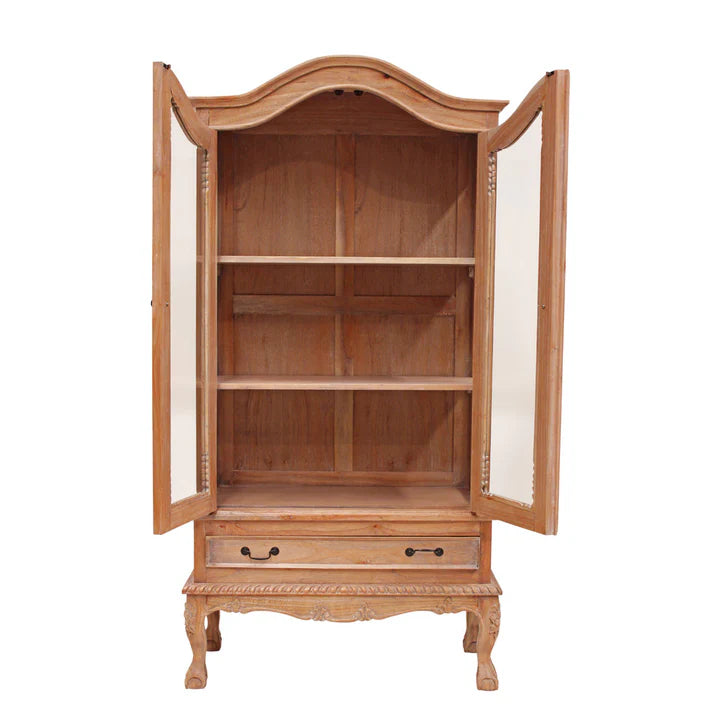 Ornate Double Door Dutch Showcase - Weathered Oak