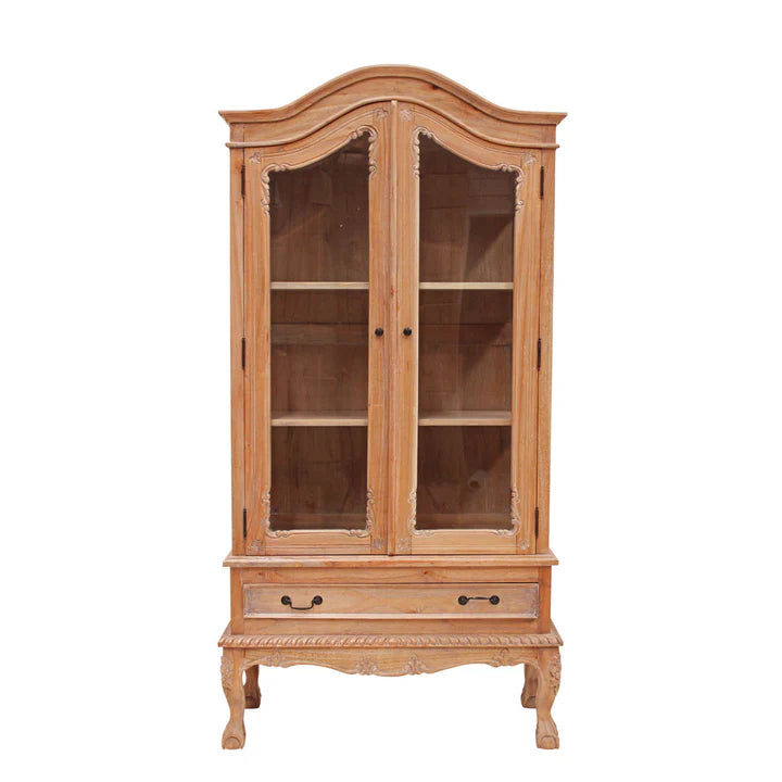 Ornate Double Door Dutch Showcase - Weathered Oak