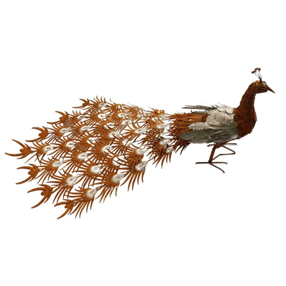 Ornate Fanned Tail Peacock Decor