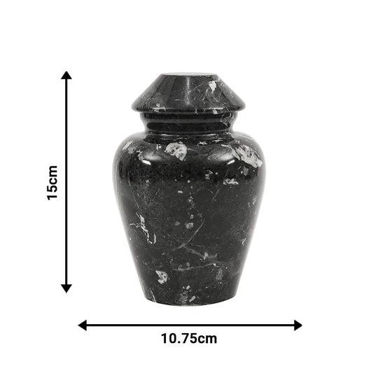 Ornate Marble Traditional Urn - Black