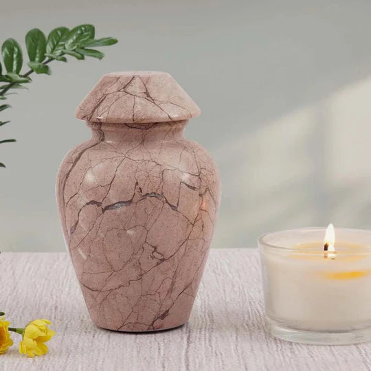 Ornate Marble Traditional Urn - Brown