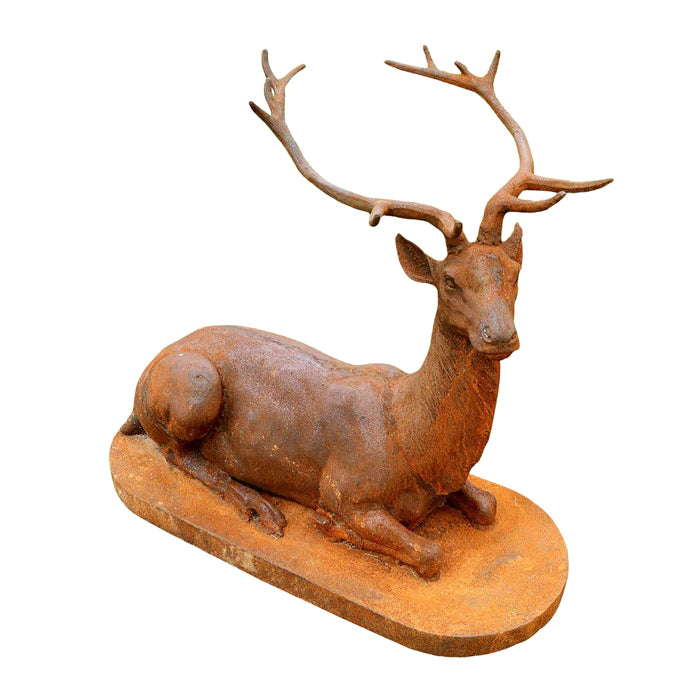 Outdoor Cast Iron Sitting Stag Statue-Rust Finish