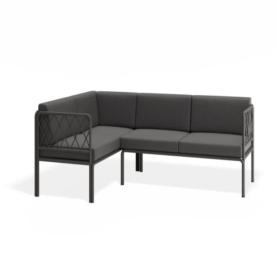 Outdoor Left Corner Sofa with Granite Grey Cushions - Charcoal