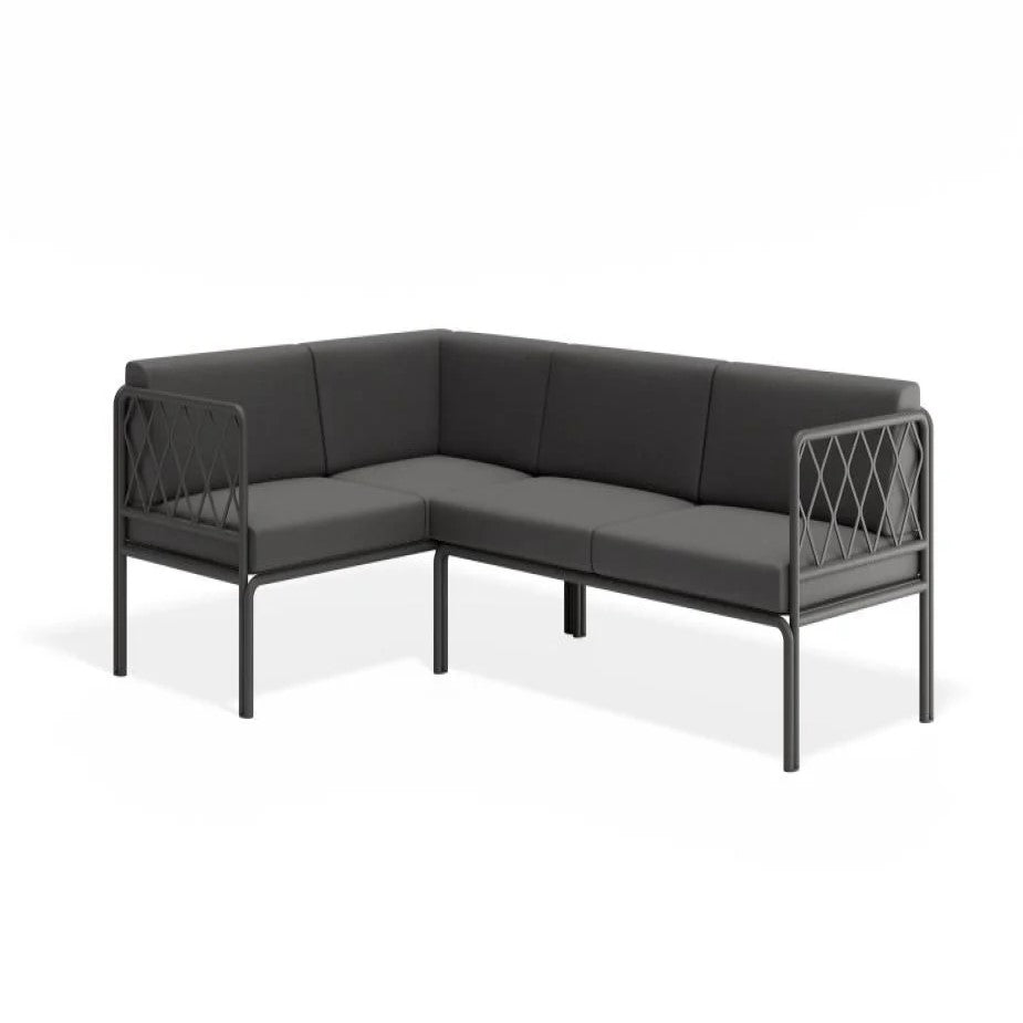 Outdoor Left Corner Sofa with Granite Grey Cushions - Charcoal