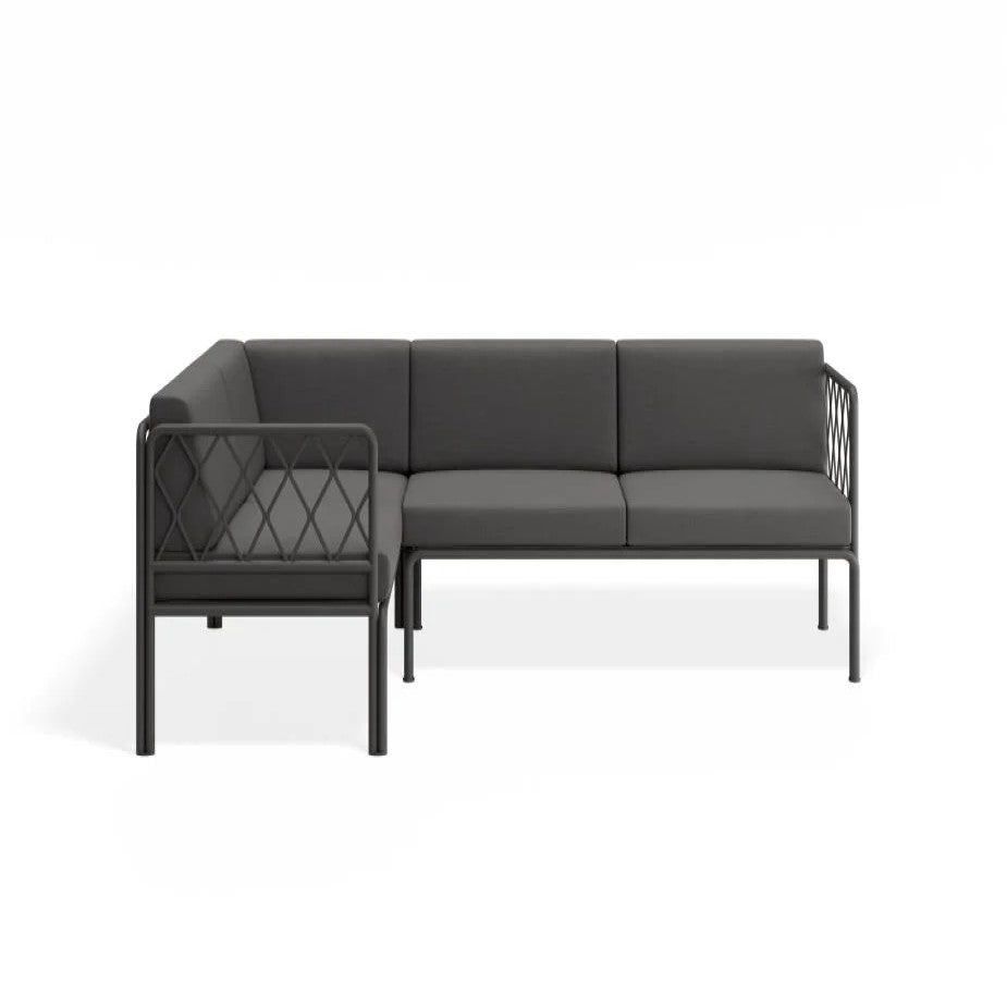 Outdoor Left Corner Sofa with Granite Grey Cushions - Charcoal