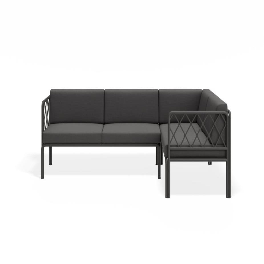 Outdoor Right Corner Sofa with Granite Grey Cushions - Charcoal