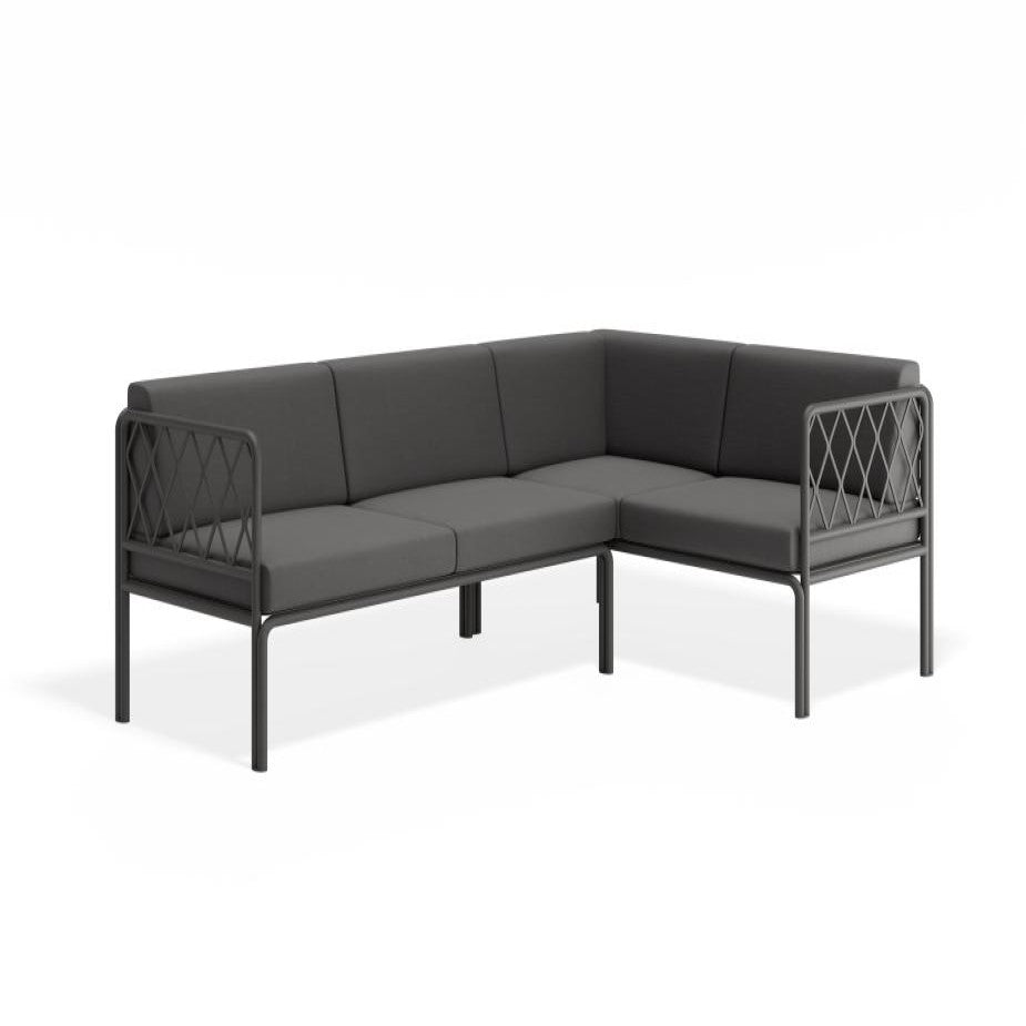 Outdoor Right Corner Sofa with Granite Grey Cushions - Charcoal