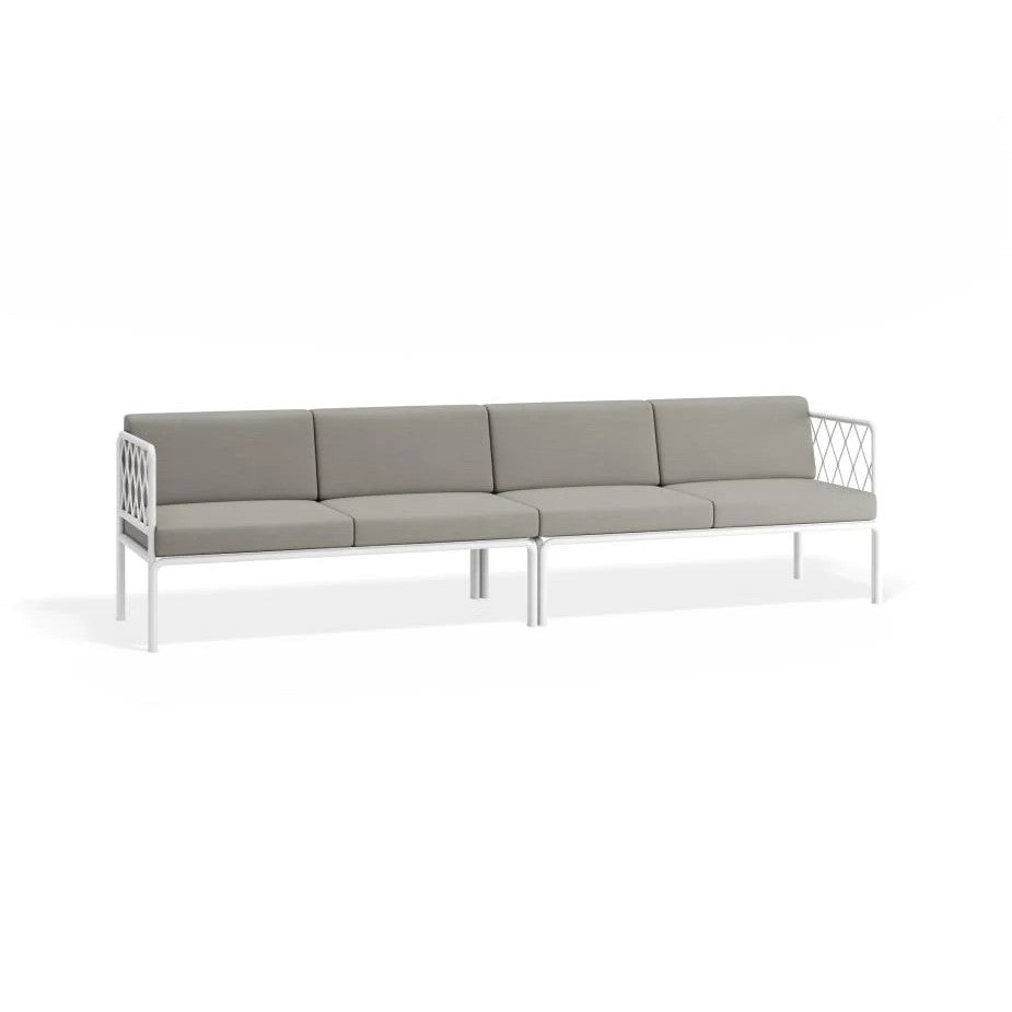 Outdoor White 4-Seater Sofa - Sandy Grey