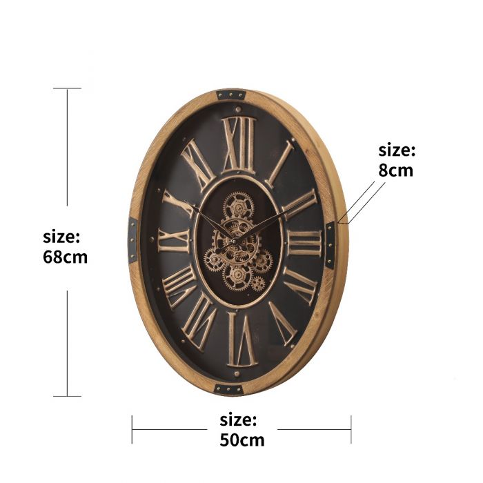 Oval Atlas Columbus Gear Movement Wall Clock - 72cms