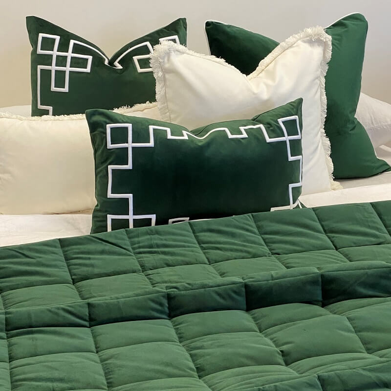Palm Springs Velvet 35x60cm Rectangle Cushion Cover - Green