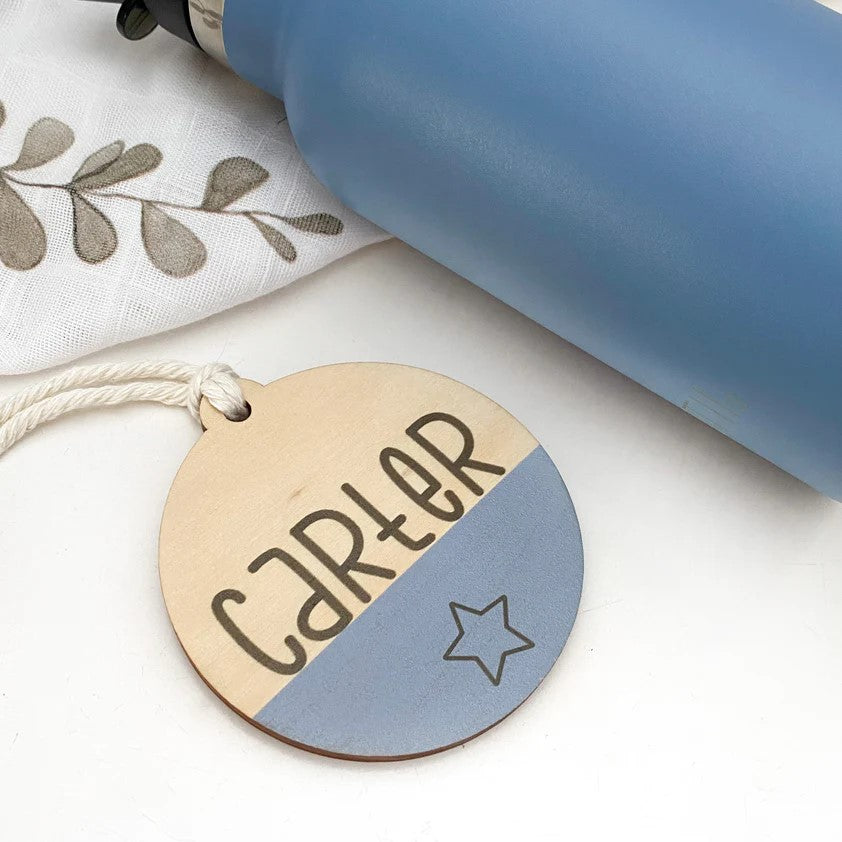 Personalised Dipped Timber Bag Tags (Choose from 9 Colours)