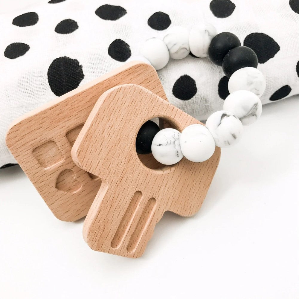 Personalised KEYS TO MY HEART Silicone and Wood Teether