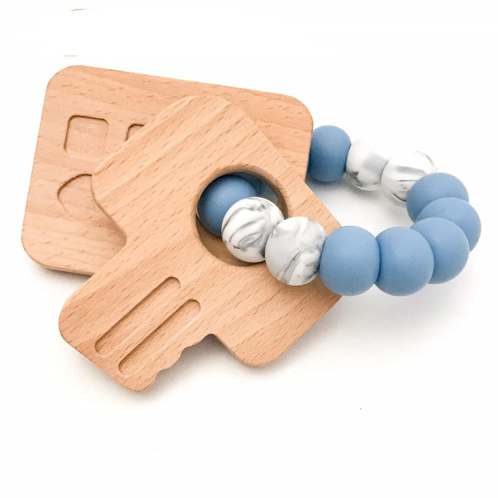 Personalised KEYS TO MY HEART Silicone and Wood Teether