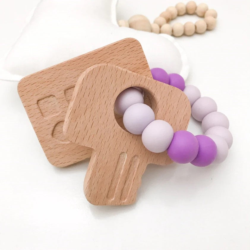 Personalised KEYS TO MY HEART Silicone and Wood Teether