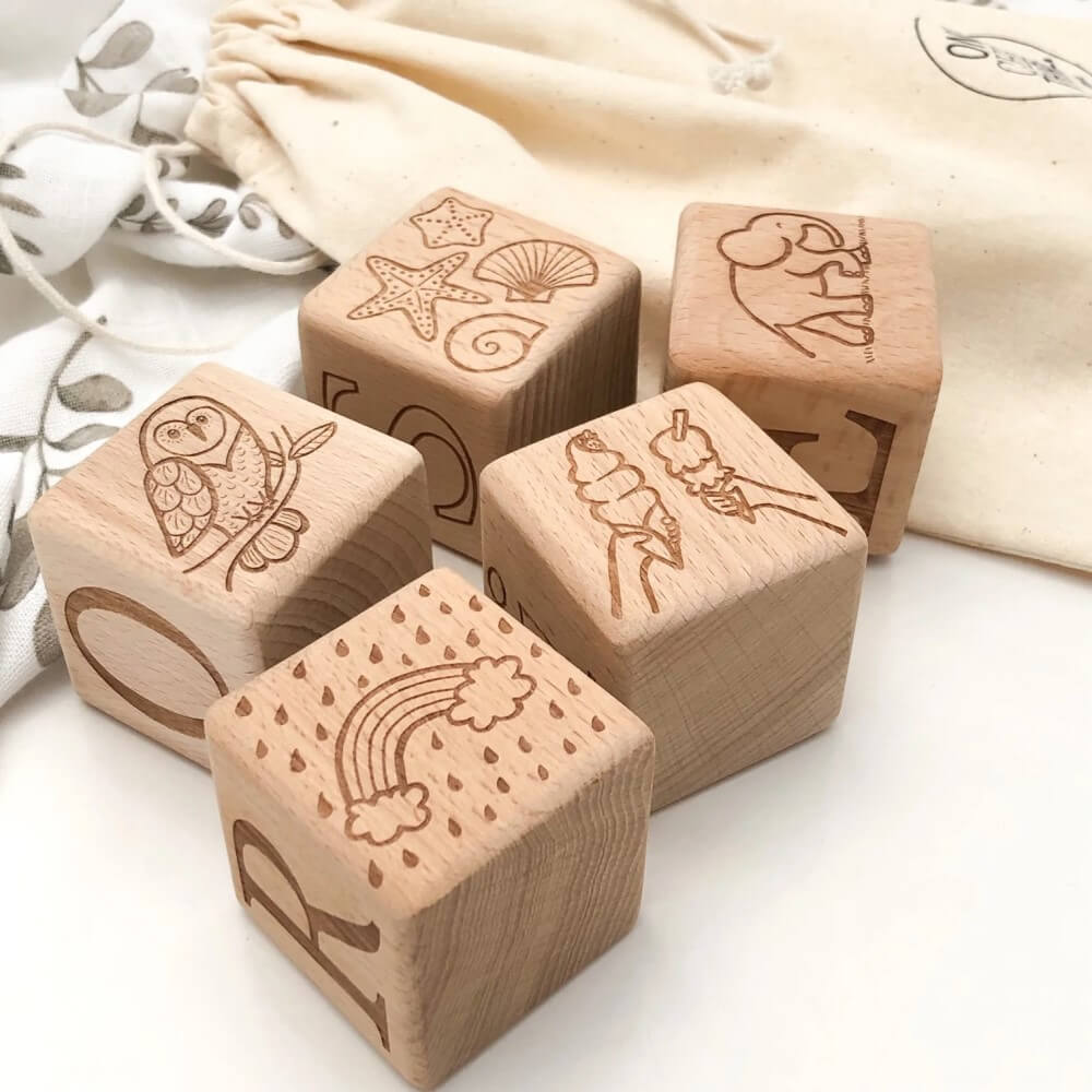 Personalised Wooden Baby Blocks (Choose from 3 to 26 Blocks)