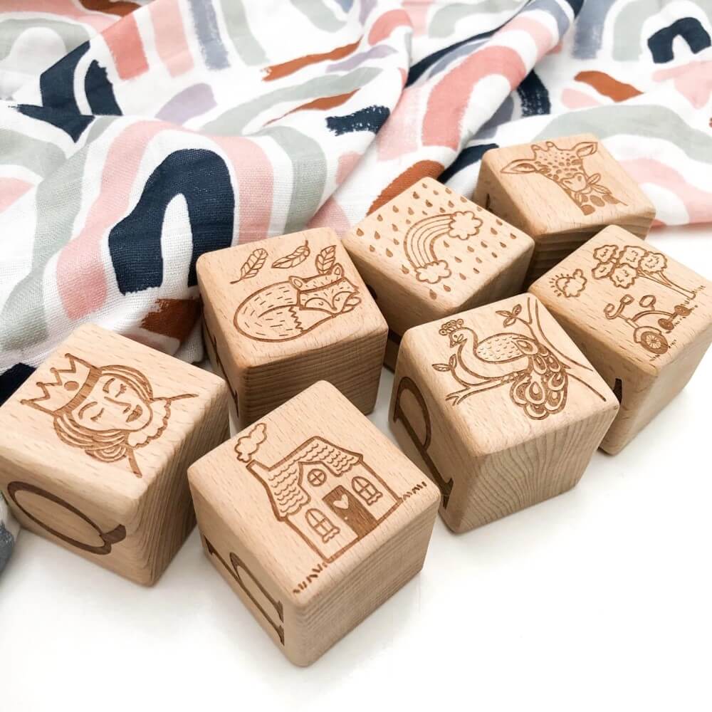 Personalised Wooden Baby Blocks (Choose from 3 to 26 Blocks)