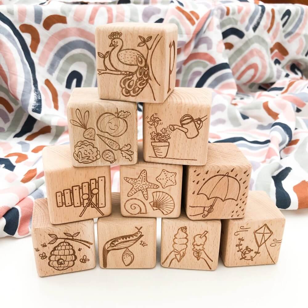 Personalised Wooden Baby Blocks (Choose from 3 to 26 Blocks)
