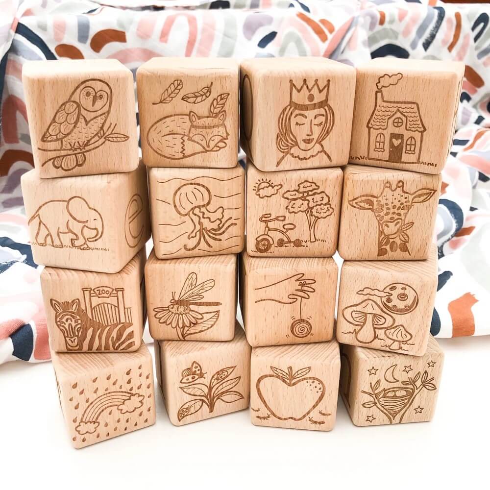 Personalised Wooden Baby Blocks (Choose from 3 to 26 Blocks)