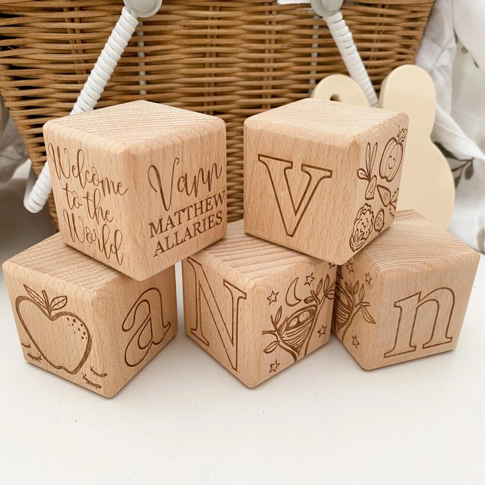 Personalised Wooden Keepsake Block - Welcome to the World