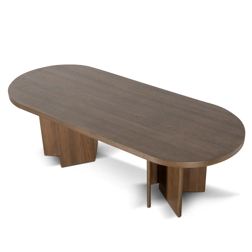 Pill Shape Dining Table - Caramel Oak - 240cms