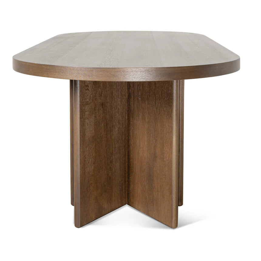 Pill Shape Dining Table - Caramel Oak - 240cms