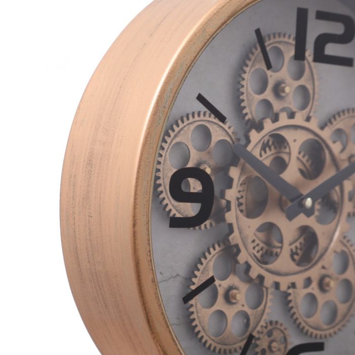Pluto Industrial Gear Movement Clock Footed Stem - Gold