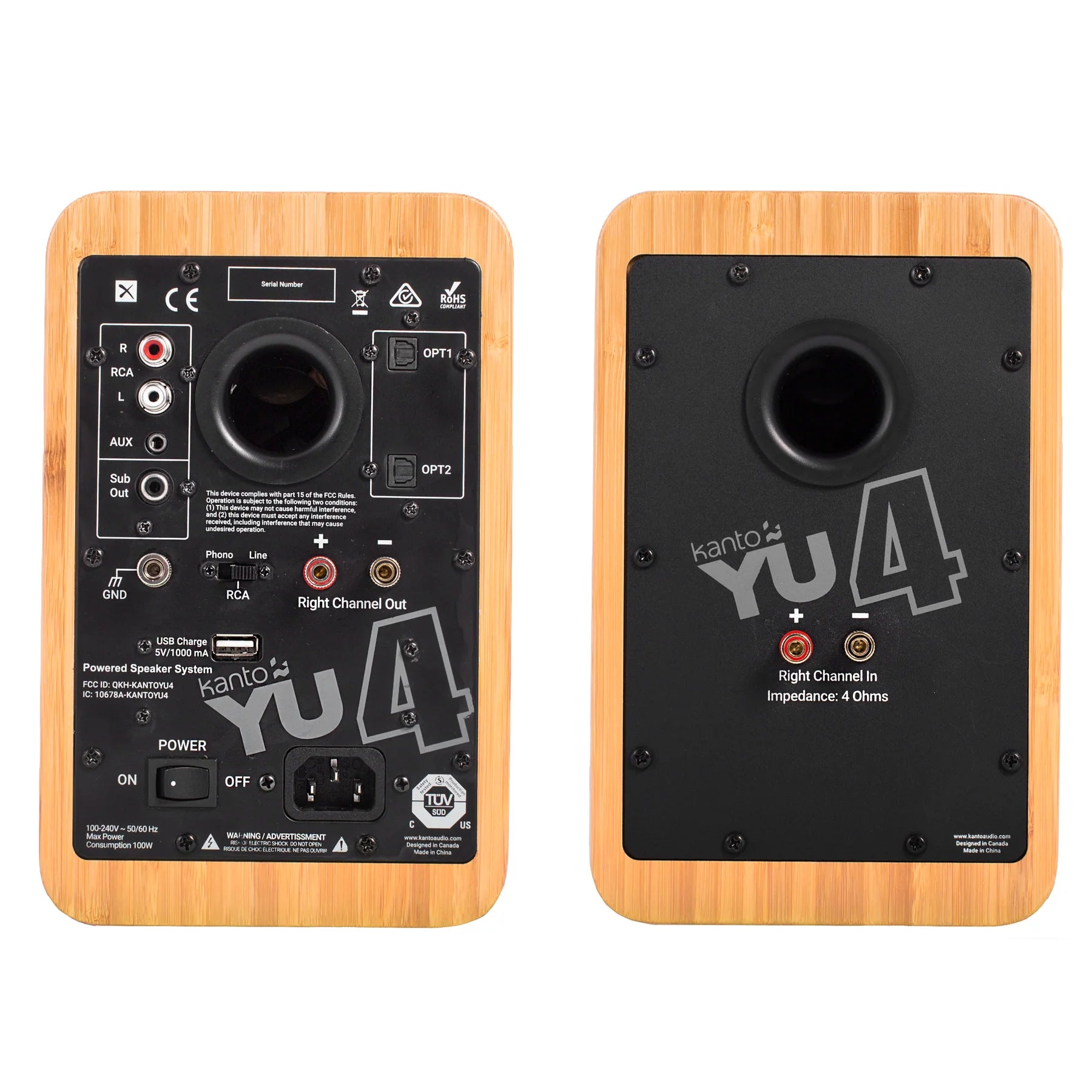 Powered Bookshelf Speakers with Bluetooth Pair - Bamboo